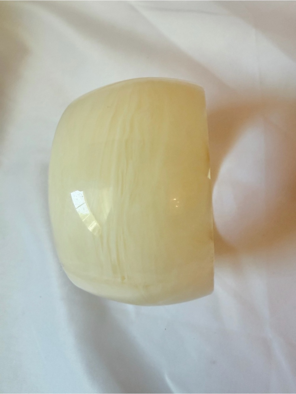 Vintage Cream Swirled Possibly Lucite Chunky Bangle Bracelet Wide Mod Retro